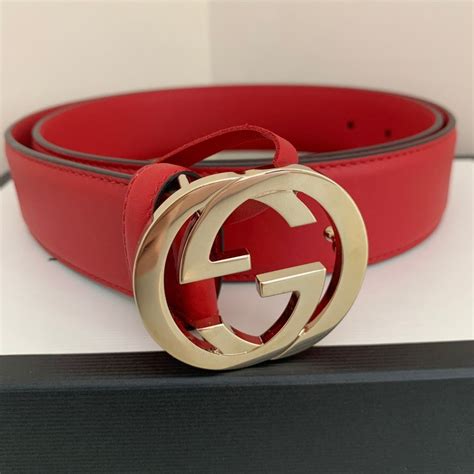 fake red leather gucci belt